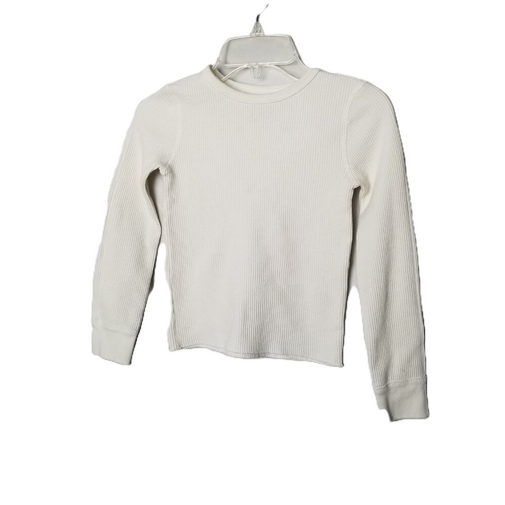 Fruit of the Loom Thermal Shirt Kids Medium 8 White Waffle Knit Cozy